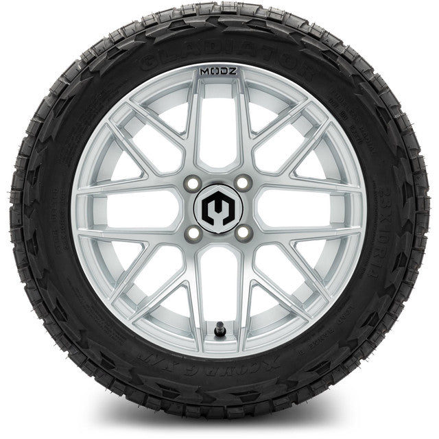 14" MODZ Matrix Matte Silver - Tire and Wheel Combo