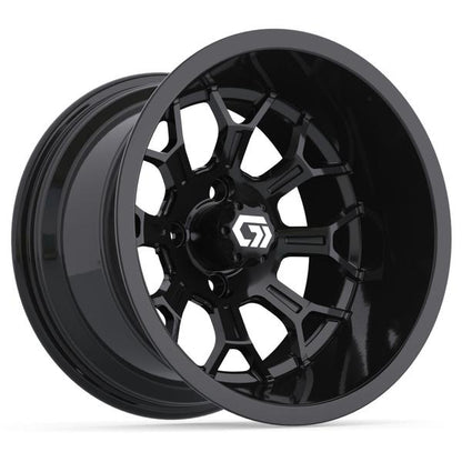 GTW® Assault 14” Ultra-Wide Gloss Black Golf Cart Wheel