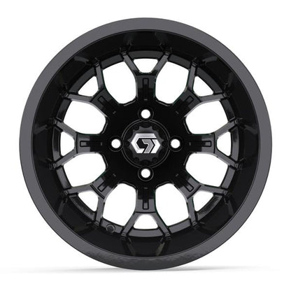 GTW® Assault 14” Ultra-Wide Gloss Black Golf Cart Wheel