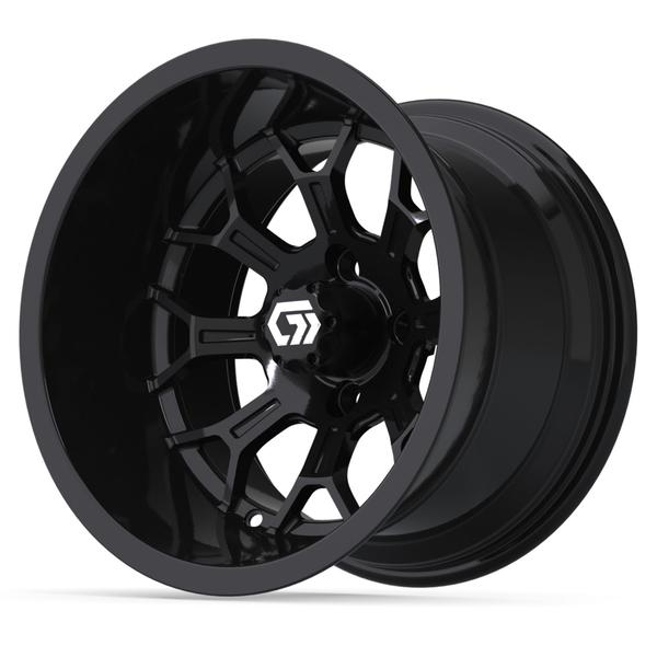 GTW® Assault 14” Ultra-Wide Gloss Black Golf Cart Wheel