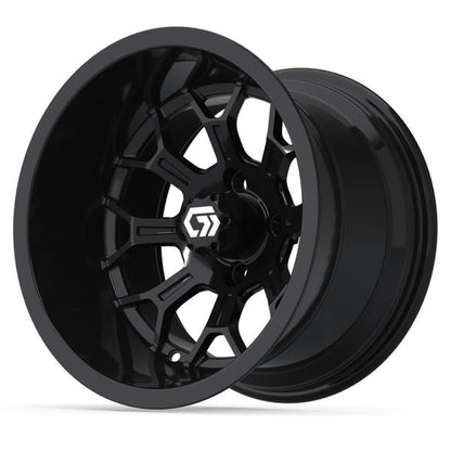 GTW® Assault 14” Ultra-Wide Gloss Black Golf Cart Wheel