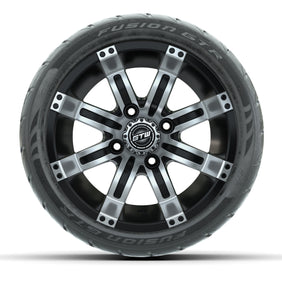 12 GTW Tempest Black/Machined Wheels with Fusion GTR Street Tires  Set of 4