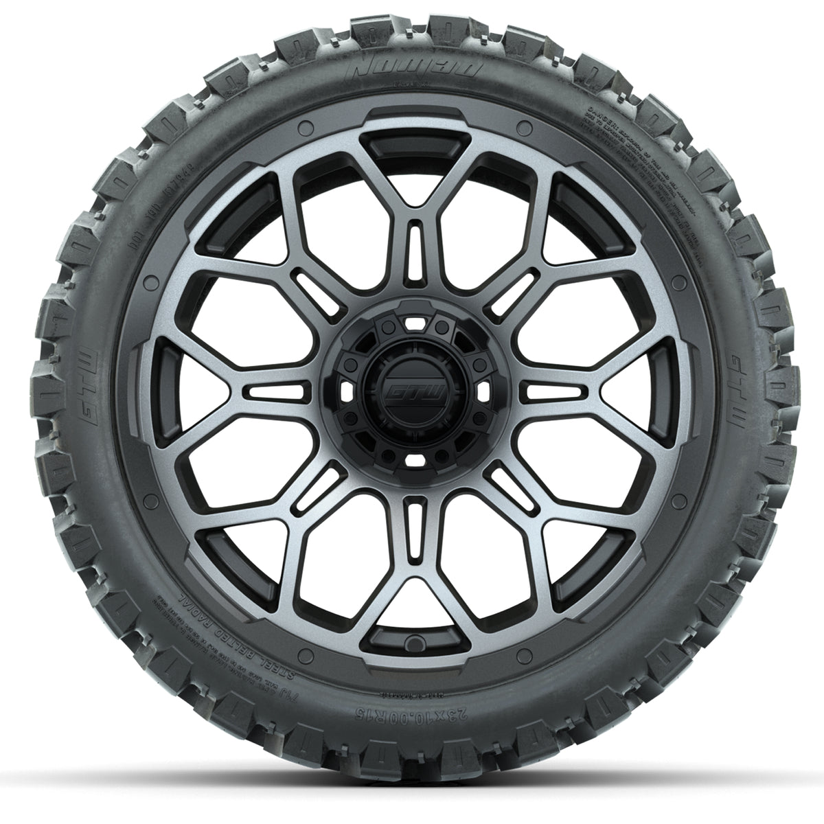 Set of (4) 15? GTW Bravo Matte Gray Wheels with 23x10-R15 Nomad All-Terrain Tires