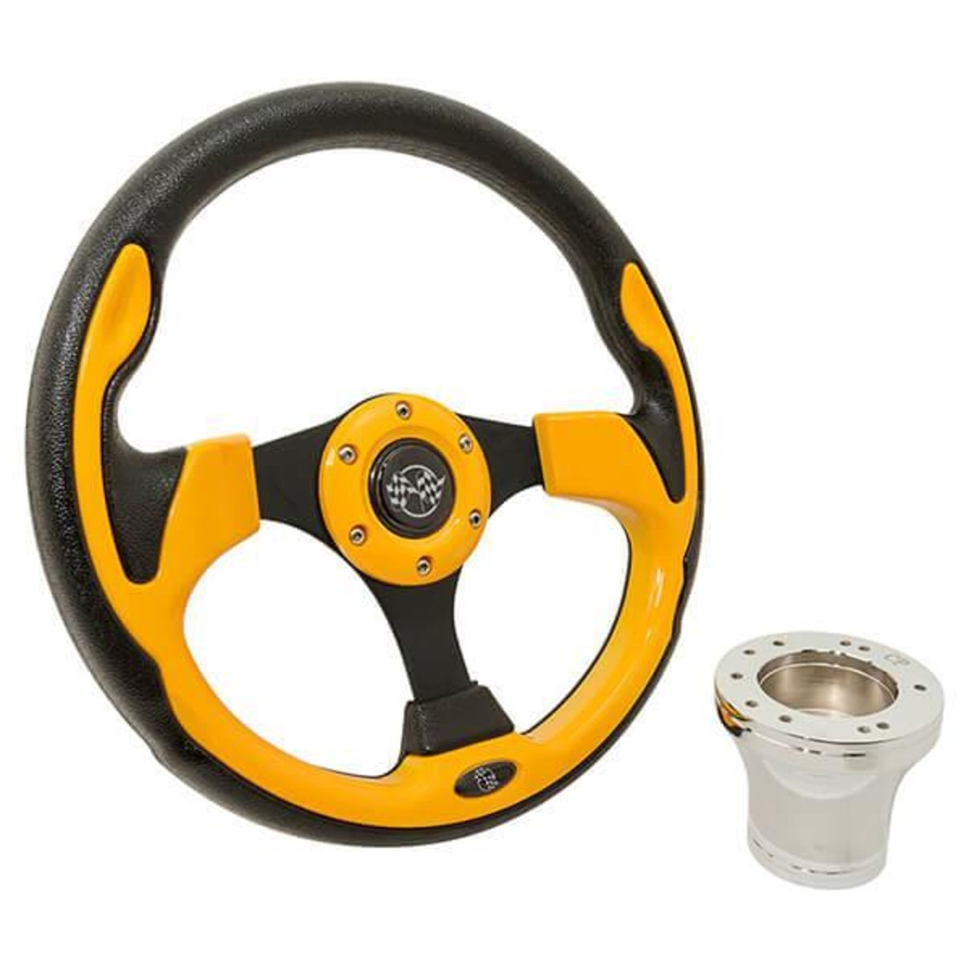 Steering Wheel Kit, Yellow/Rally 12.5 W/Chrome Adapter, Club Car P