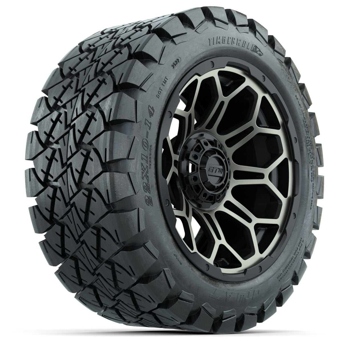 14 in GTW Bravo Wheels with 22x10-14 GTW Timberwolf All-Terrain Tires (Set of 4)