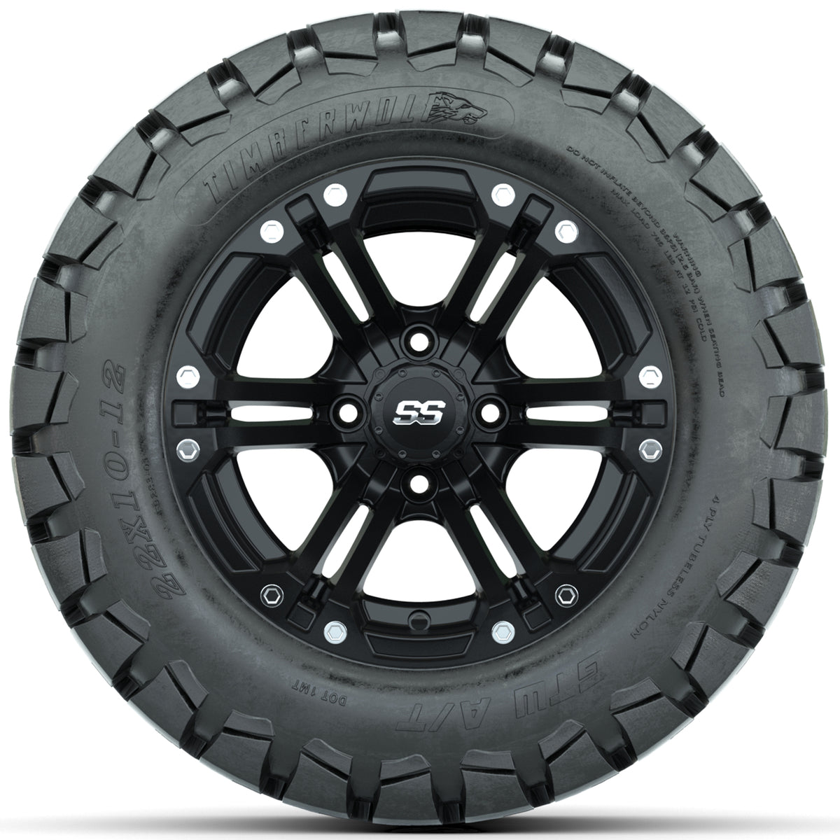 Set of (4) 12 in GTW Specter Wheels with 22x10-12 GTW Timberwolf All-Terrain Tires