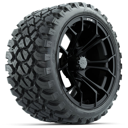 Set of (4) 15″ GTW Spyder Matte Black Wheels with 23x10-R15 Nomad All-Terrain Tires