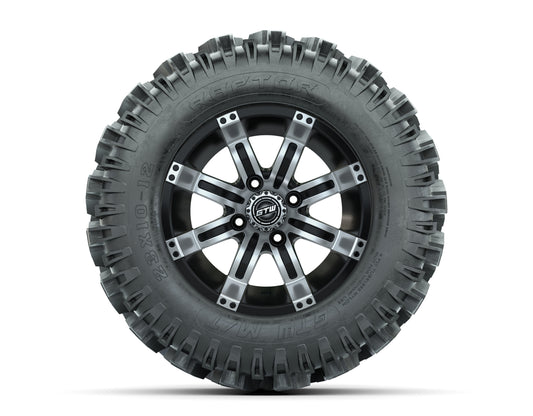 12” GTW Tempest Black and Machined Wheels with 23" Raptor Mud Tires – Set of 4