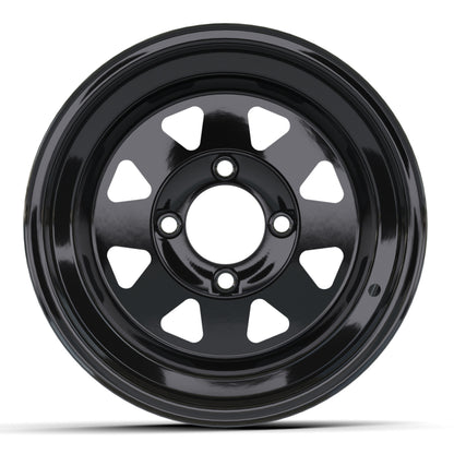 12″ Spoke Glossy Black Steel Wheel (2:5 Offset)