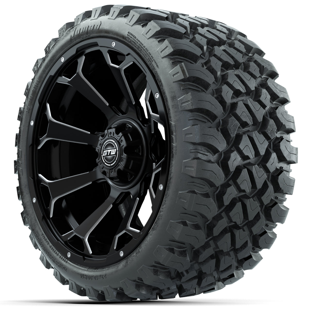 Set of (4) 15? GTW Raven Matte Black Wheels with 23x10-R15 Nomad All-Terrain Tires