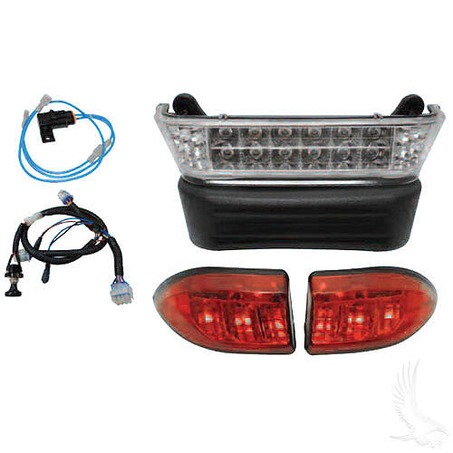 Super Saver Bright LED Complete Light Bar Bumper Kit, Club Car Precedent Electric 04-08.5 with 12V Batteries