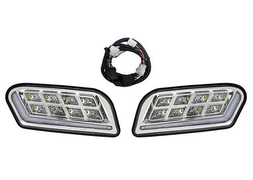 RHOX LED Headlights w/RGBW Accent Lights and Harness, Club Car Tempo, 12-48V