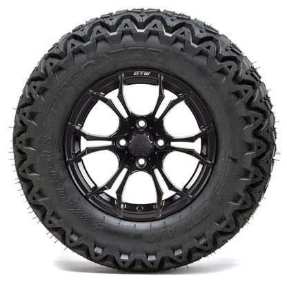 12 GTW Spyder Black and Machined Wheels with 23 DOT Predator A/T Tires  Set of 4