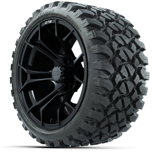 Set of (4) 15″ GTW Spyder Matte Black Wheels with 23x10-R15 Nomad All-Terrain Tires