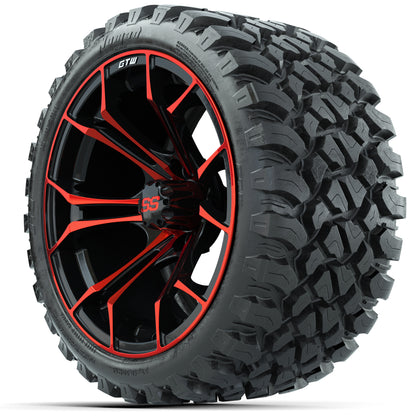 Set of (4) 15" GTW Spyder Red/Black Wheels with 23x10-R15 Nomad All-Terrain Tires