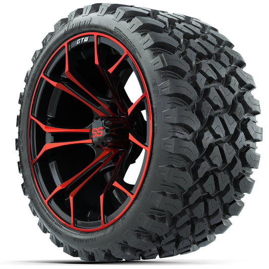 Set of (4) 15″ GTW Spyder Red/Black Wheels with 23x10-R15 Nomad All-Terrain Tires