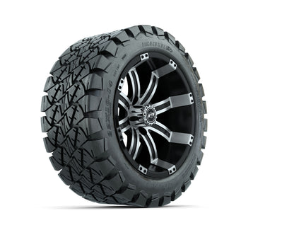 14” GTW Tempest Black and Machined Wheels with 22” Timberwolf Mud Tires – Set of 4