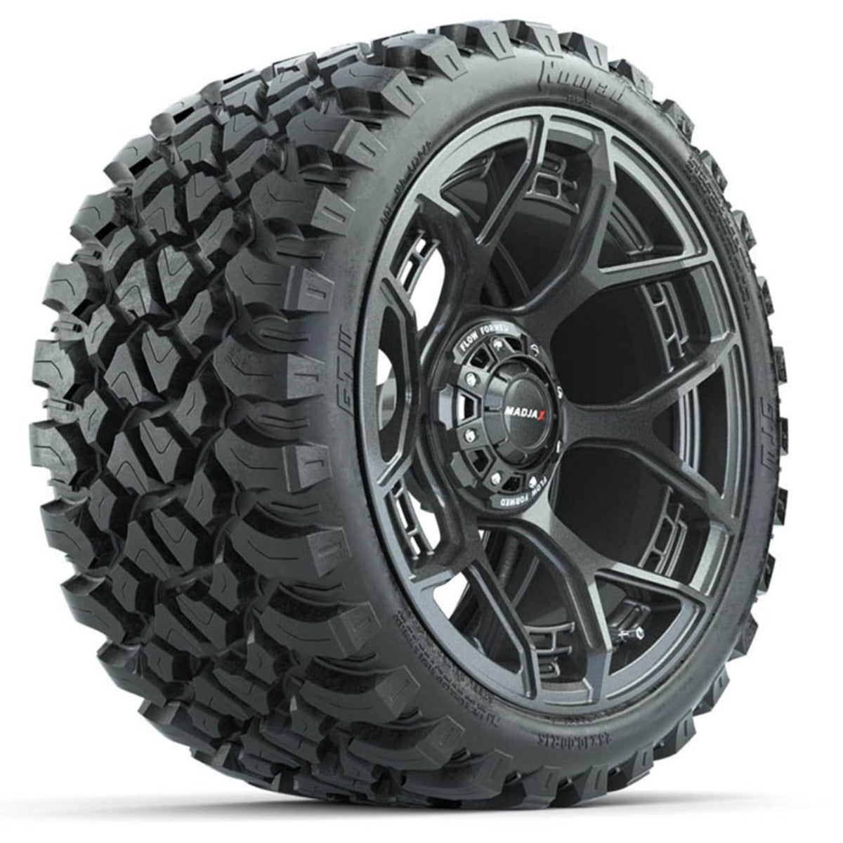 Set of (4) 15" MadJax® Flow Form Evolution Gunmetal Wheels with GTW® Nomad Off Road Tires