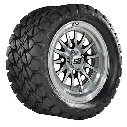 10" GTW Medusa Black and Machined Wheels with 22" Timberwolf Mud Tires - Set of 4