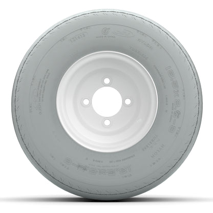 Set of (4) 8 in White Steel Wheels with 18.5 in Gray Non-Marking Tires (4-Ply)