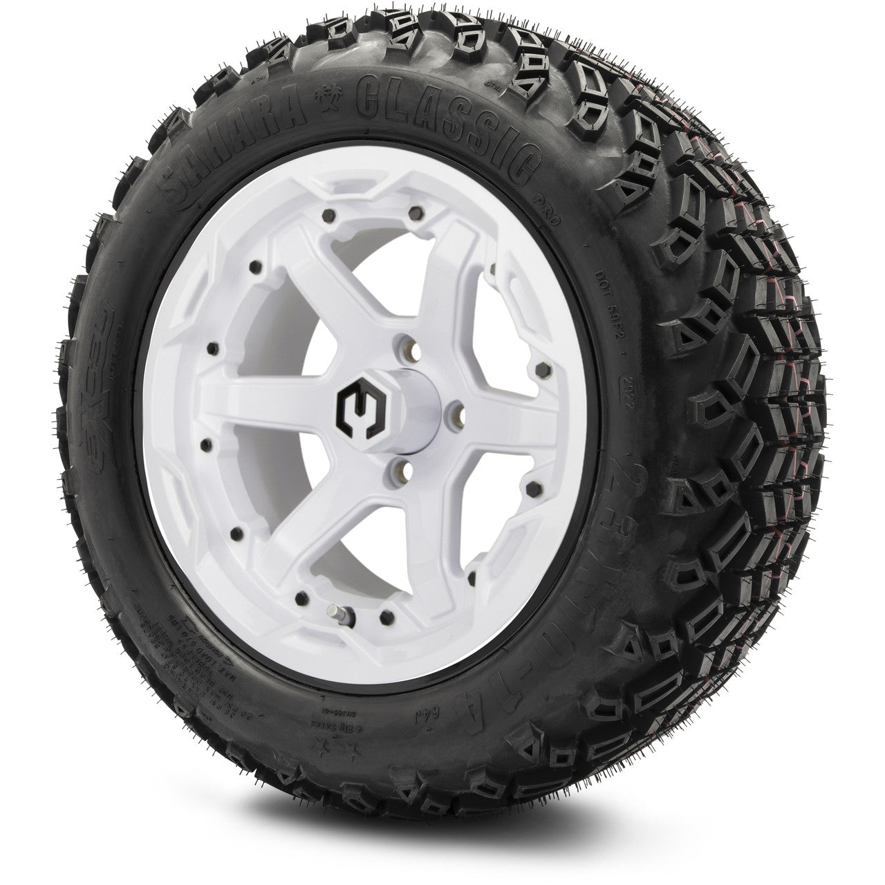 14" MODZ Gladiator Glossy White - Tire and Wheel Combo