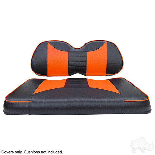 RHOX Front Seat Cover Set, Rally Black/Orange, Club Car Tempo, Precedent 04+