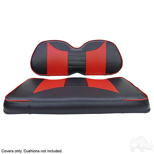 RHOX Front Seat Cover Set, Rally Black/Red, Club Car Tempo, Precedent 04+