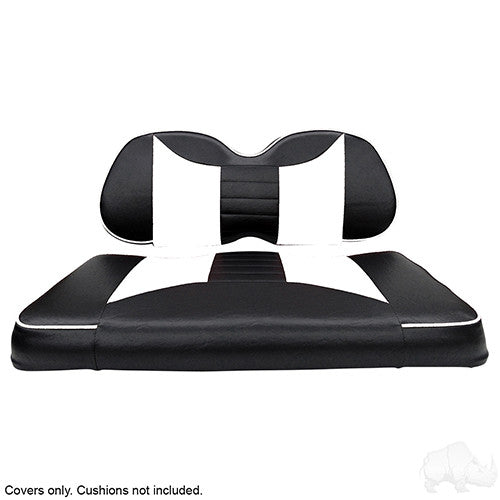 RHOX Front Seat Cover Set, Rally Black/White, Club Car Tempo, Precedent 04+