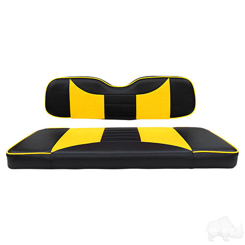 RHOX Rhino Seat Kit, Rally Black/Yellow, Club Car Tempo, Precedent 04+