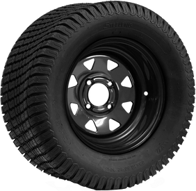 SGC 12" Steel Wheel Black Slotted with STEELENG 23x10.5-12 Turf Tire Golf Cart Combo