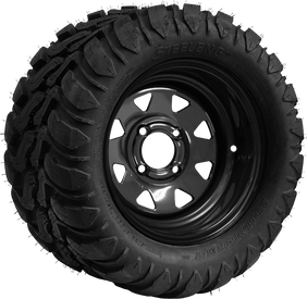 SGC 12" Steel Wheel Black Slotted and STEELENG 22x11-12 Mud Terrain Tire Combo