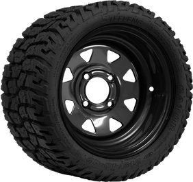 SGC 12" Steel Wheel Black Slotted and STEELENG 215/40-12 GATOR Hybrid Low Profile AT Tire Combo