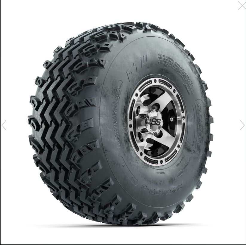 GTW Ranger Machined/Black 8 in Wheels with 22x11.00-8 Rogue All Terrain Tires – Full Set