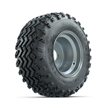 GTW Steel Silver 3:5 Offset 10 in Wheels with 20x10.00-10 Rogue All Terrain Tires – Full Set