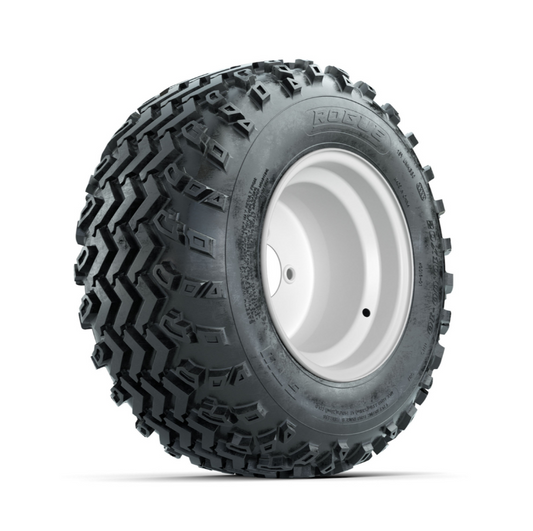 GTW Steel White 3:5 Offset 10 in Wheels with 20x10.00-10 Rogue All Terrain Tires – Full Set