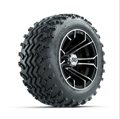 GTW Spyder Machined/Black 10 in Wheels with 18x9.50-10 Rogue All Terrain Tires – Full Set