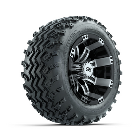 GTW Tempest Machined/Black 10 in Wheels with 18x9.50-10 Rogue All Terrain Tires  Full Set