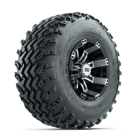 GTW Tempest Machined/Black 10 in Wheels with 22x11.00-10 Rogue All Terrain Tires  Full Set