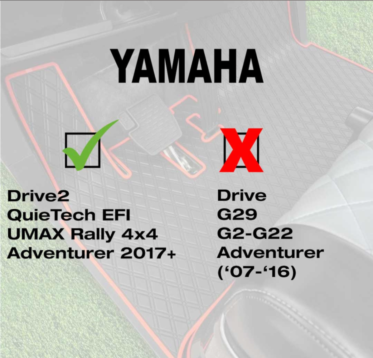 Xtreme Floor Mats for Yamaha UMAX Rally / Drive2 QuieTech EFI 2007-Up - Black/Grey