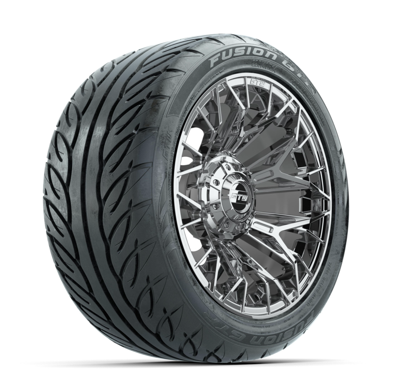 GTW Stellar Chrome 14 in Wheels with 225/40-R14 Fusion GTR Street Tires  Full Set