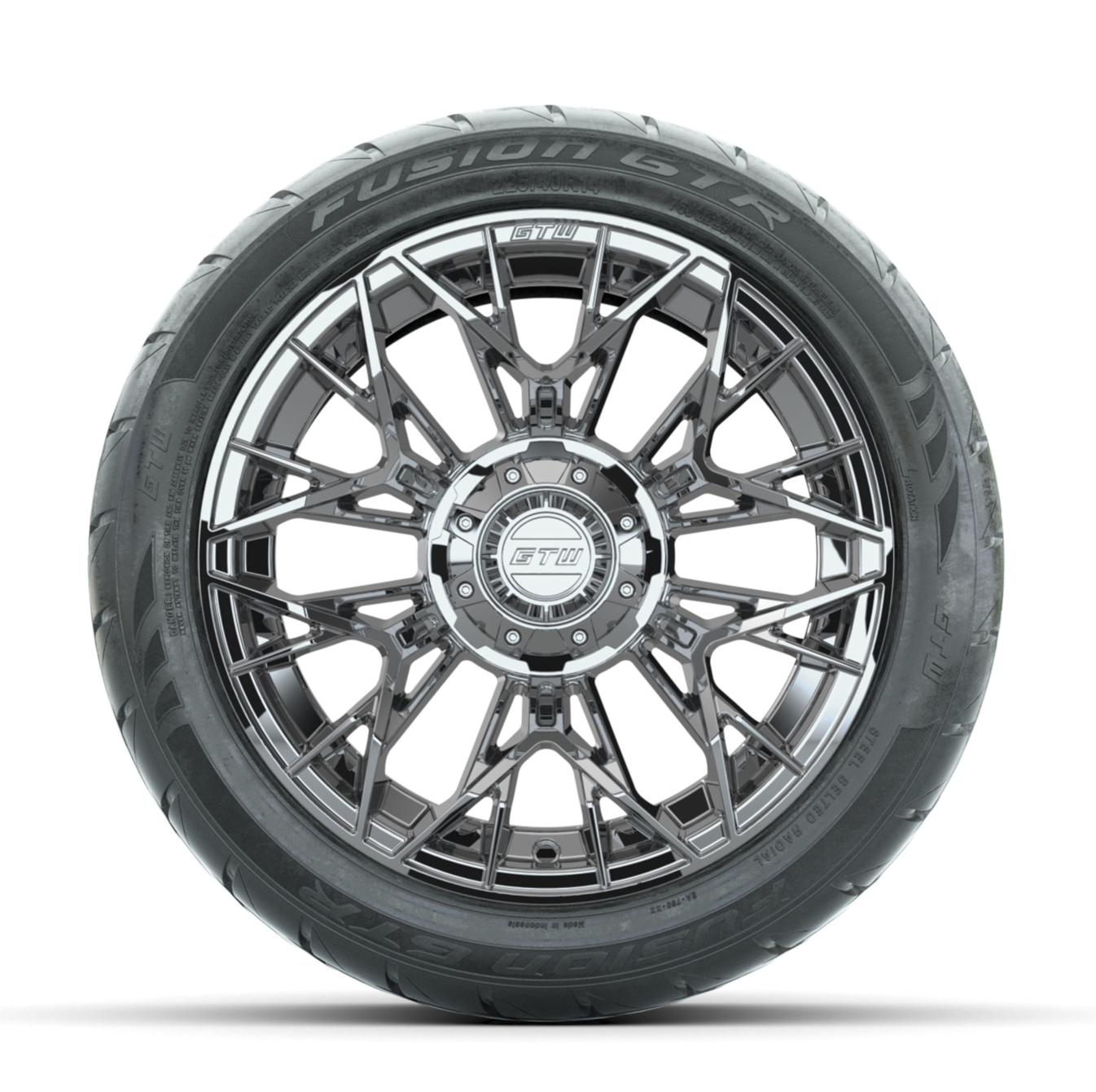 GTW Stellar Chrome 14 in Wheels with 225/40-R14 Fusion GTR Street Tires  Full Set