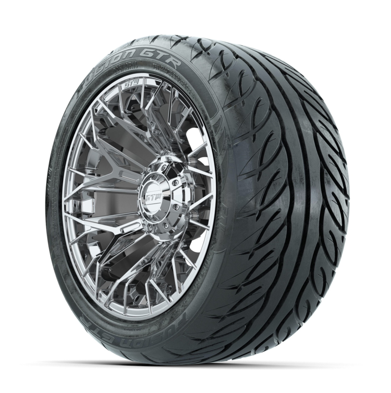 GTW Stellar Chrome 14 in Wheels with 225/40-R14 Fusion GTR Street Tires  Full Set