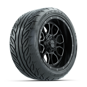 GTW Volt Machined/Black 14 in Wheels with 225/40-R14 Fusion GTR Street Tires  Full Set