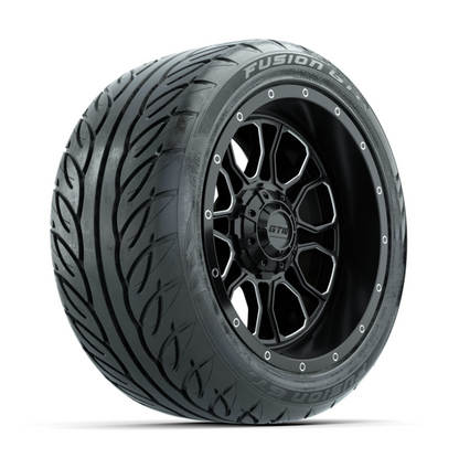 GTW Volt Machined/Black 14 in Wheels with 225/40-R14 Fusion GTR Street Tires – Full Set