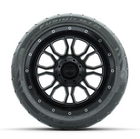 GTW Volt Machined/Black 14 in Wheels with 225/40-R14 Fusion GTR Street Tires  Full Set