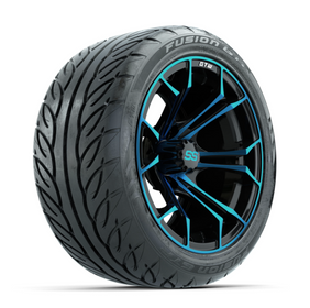GTW Spyder Blue/Black 14 in Wheels with 225/40-R14 Fusion GTR Street Tires  Full Set