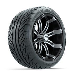 GTW Tempest Machined/Black 14 in Wheels with 225/40-R14 Fusion GTR Street Tires  Full Set