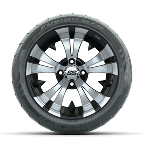 GTW Vampire Machined/Black 14 in Wheels with 225/40-R14 Fusion GTR Street Tires  Full Set