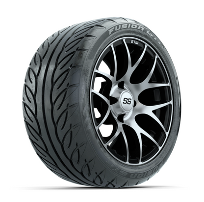 GTW Pursuit Machined/Black 14 in Wheels with 225/40-R14 Fusion GTR Street Tires – Full Set