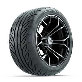 GTW Spyder Machined/Black 14 in Wheels with 225/40-R14 Fusion GTR Street Tires  Full Set
